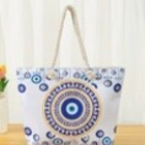 Blue and White Patterned Tote Bag Evil eye patterns…..   New in plastic.